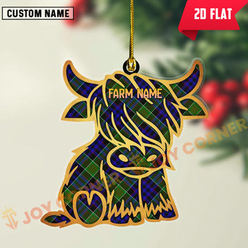 Joycorners Scottish Newman Clan Tartan Highland Cow Ornament