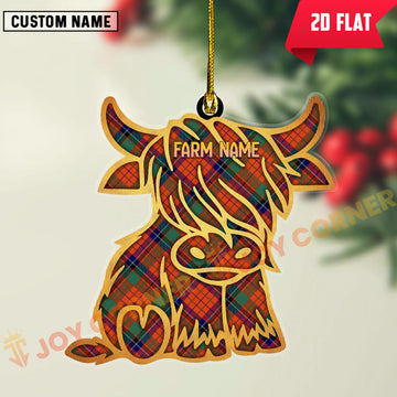 Joycorners Scottish Nicolson Ancient Clan Tartan Highland Cow Ornament