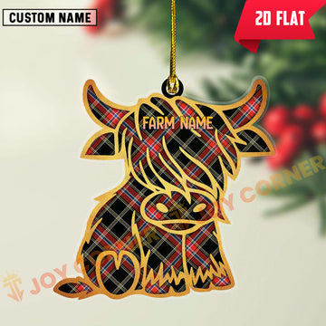 Joycorners Scottish Norwegian Night Clan Tartan Highland Cow Ornament