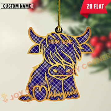 Joycorners Scottish Ochterlony Clan Tartan Highland Cow Ornament