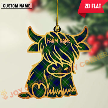 Joycorners Scottish Oliphant Modern Clan Tartan Highland Cow Ornament