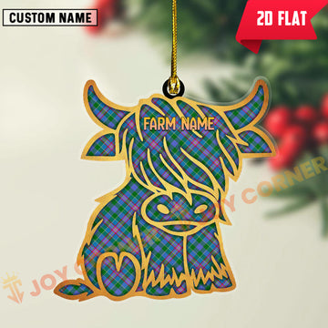 Joycorners Scottish Pitcairn Hunting Clan Tartan Highland Cow Ornament