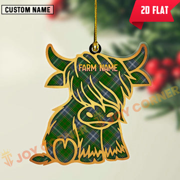Joycorners Scottish Pringle Clan Tartan Highland Cow Ornament