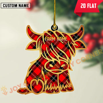 Joycorners Scottish Ramsay Modern Clan Tartan Highland Cow Ornament