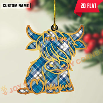 Joycorners Scottish Roberton Clan Tartan Highland Cow Ornament