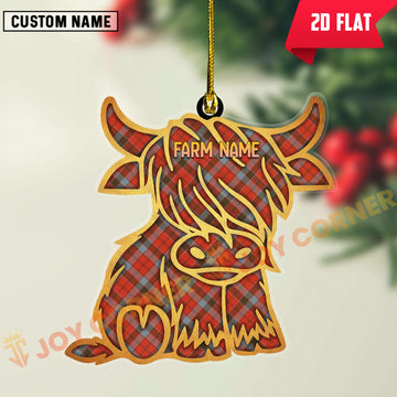 Joycorners Scottish Robertson Weathered Clan Tartan Highland Cow Ornament