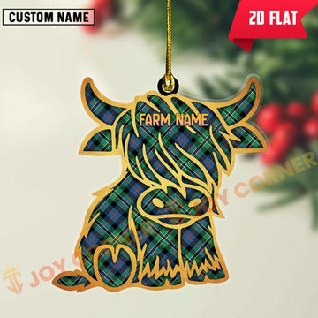 Joycorners Scottish Rose Hunting Ancient Clan Tartan Highland Cow Ornament