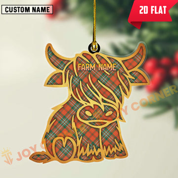 Joycorners Scottish Scott Ancient Clan Tartan Highland Cow Ornament