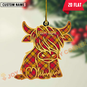 Joycorners Scottish Scrymgeour Clan Tartan Highland Cow Ornament