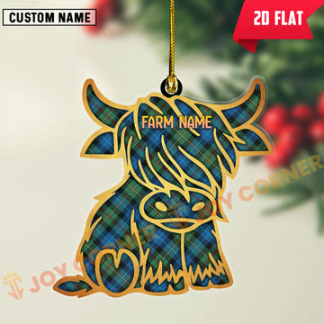 Joycorners Scottish Smith Ancient Clan Tartan Highland Cow Ornament