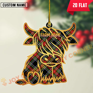 Joycorners Scottish Stewart Black Clan Tartan Highland Cow Ornament