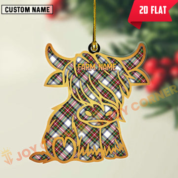 Joycorners Scottish Stewart Dress Modern Clan Tartan Highland Cow Ornament