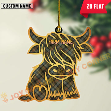 Joycorners Scottish Stewart Hunting Weathered Clan Tartan Highland Cow Ornament