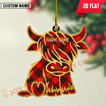 Joycorners Scottish Wemyss Modern Clan Tartan Highland Cow Ornament