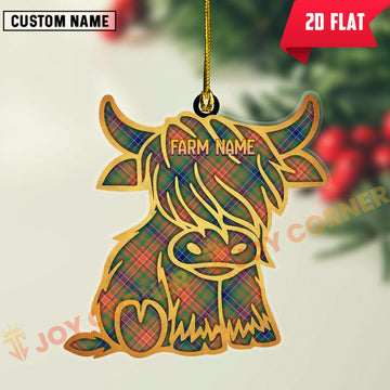 Joycorners Scottish Wilson Ancient Clan Tartan Highland Cow Ornament