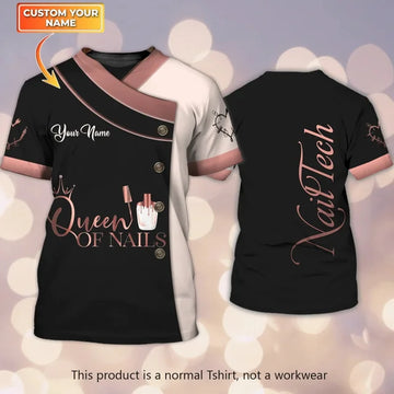 Nails - Personalized Name Gift for Nails Lovers, Nails Salon Uniform 3D Shirt