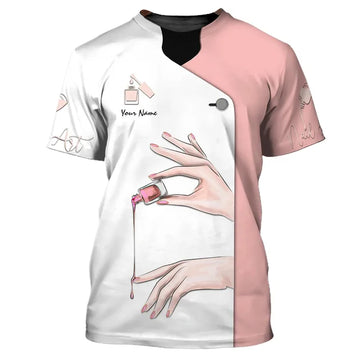 Nails - Personalized Name Gift for Nails Lovers, Nails Salon Uniform 3D Shirt