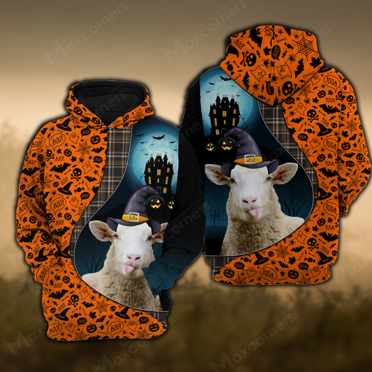 Joy Corners Sheep Castle Halloween Pattern 3D Hoodie