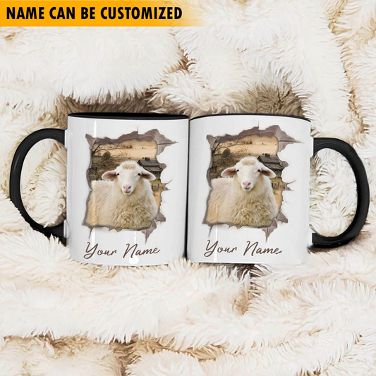 Joycorners Sheep Funny Personalized Name Two Tone Mug