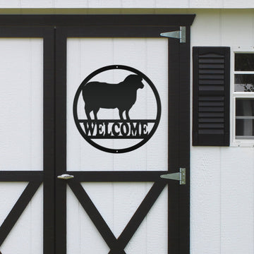 Joycorners Sheep Welcome Metal Sign, Sheep Metal Sign, Sheep Farm Sign, Sheep Metal Wall Art & Decor, Sheep Farmhouse Decor, Sheep Wall Decor, Sheep, Farmhouse Wall Art LM0110