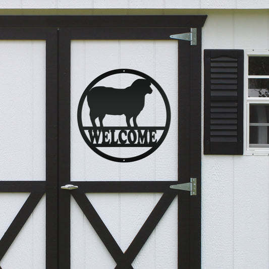 Joycorners Sheep Welcome Metal Sign, Sheep Metal Sign, Sheep Farm Sign, Sheep Metal Wall Art & Decor, Sheep Farmhouse Decor, Sheep Wall Decor, Sheep, Farmhouse Wall Art LM0110