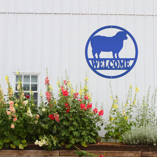 Joycorners Sheep Welcome Metal Sign, Sheep Metal Sign, Sheep Farm Sign, Sheep Metal Wall Art & Decor, Sheep Farmhouse Decor, Sheep Wall Decor, Sheep, Farmhouse Wall Art LM0110