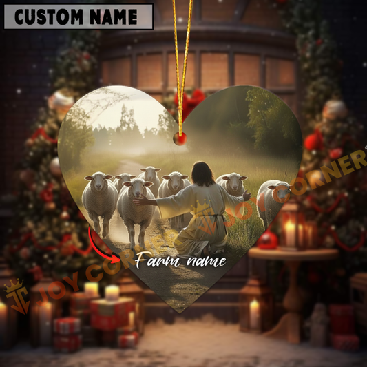 Joycorners Personalized Jesus and Sheep – Faithful Farm Acrylic Ornament