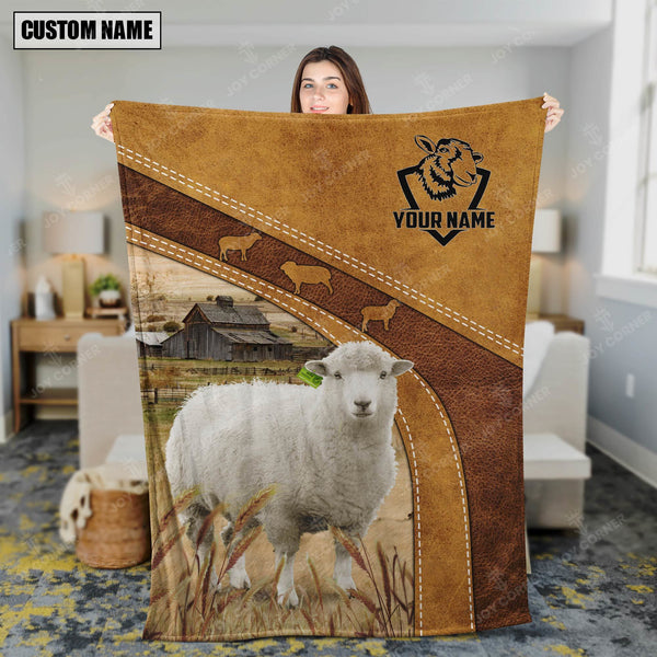 Joycorners Personalized Name Sheep Brownie Background Blanket