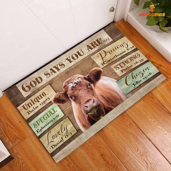 God Says You Are - Shorthorn Cattle Doormat