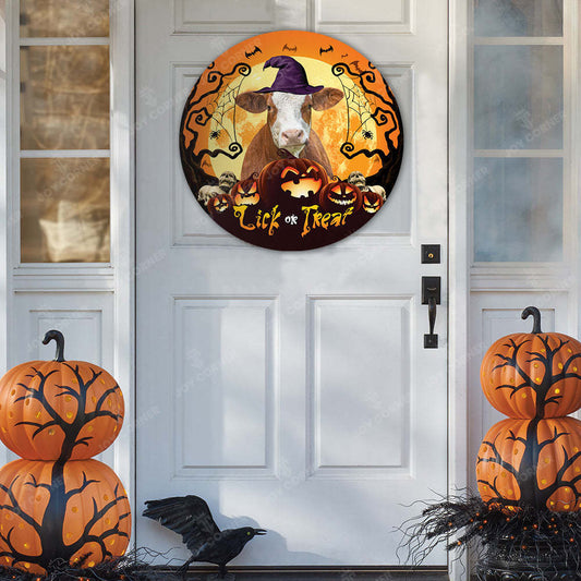 Joycorners Halloween Simmental Cattle All Printed 3D Round Metal Sign