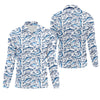 Joycorners Navy Fish Pattern Fishing UPF Shirts, Men's Fishing Shirts Long Sleeve, Presents For Fishermen