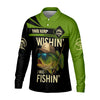 Joycorners Wishing I Was Fishing Funny Fishing Shirt, Bass Fishing Shirt, SPF Shirt For Men, Men's Fishing Shirt