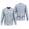 Joycorners Navy Fish Pattern Fishing UPF Shirts, Men's Fishing Shirts Long Sleeve, Presents For Fishermen