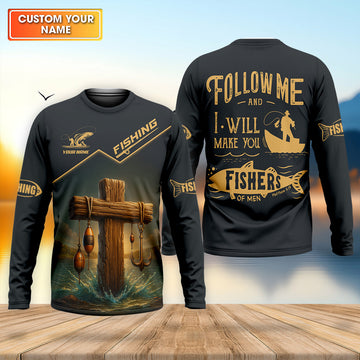 Joycorners Follow Me And I Will Make You Fishers Of Men Fishing UPF Shirts, Jesus Fishing Shirt, Funny Fishing Shirt