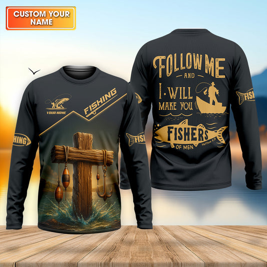 Joycorners Follow Me And I Will Make You Fishers Of Men Fishing UPF Shirts, Jesus Fishing Shirt, Funny Fishing Shirt