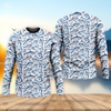 Joycorners Navy Fish Pattern Fishing UPF Shirts, Men's Fishing Shirts Long Sleeve, Presents For Fishermen