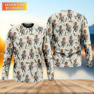 Joycorners Custom Face Funny Fishing Shirt, Fishing UPF Shirts, Gift For Fisherman, Fishing Shirts For Men
