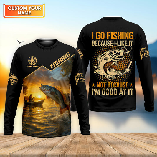 Joycorners I Go Fishing Because I Like It SPF Shirt, Fisherman Outfit, Mens Casual Shirts