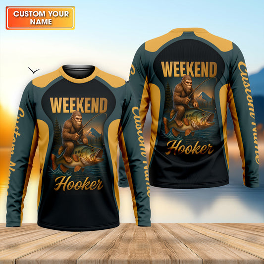 Joycorners Weekend Hooker Sasquatch Fishing UPF Shirts, Funny Fishing Shirt, Men's Fishing Shirt