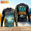 Joycorners Just A Man Who Loves Fishing Camo Fishing Shirt, Fisherman Gift, SPF Shirt For Men