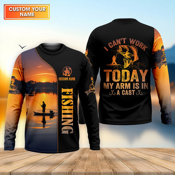 Joycorners Can't Work Today My Arm Is In A Cast Fishing Shirt, Hooded Sun Shirt, Mens Fishing Shirt, Funny Fishing Shirt