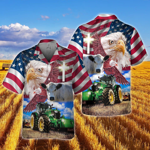 Joy Corners Speckle Park With Eagles And Tractor 3D Hawaiian Shirt