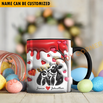 Joycorners Sweet Holstein Couple Personalized Name Two Tone Mug