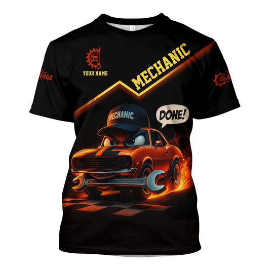Joycorners Personalized T-Shirt I'm A Mechanic I Don't Stop When I'm Tired I Stop When I'm Done Funny Car Design Shirt for Mechanics PT2609