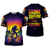 Joycorners Gone Squatchin And Catching Sunset Fishing UPF Shirts, Funny Fishing Shirt, Sasquatch Fishing Shirts For Men