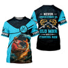 Joycorners Never Underestimate An Old Man With A Fishing Rod Custom Name UPF Shirts, Men's Fishing Shirt