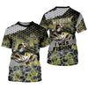 Joycorners Wishin I Was Fishin Camo Fishing Shirt, Bass Fishing Shirt, SPF Shirt For Men, Presents For Fishermen