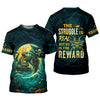 Joycorners The Struggle Is Real But So Is The Reward Horror Fishing SPF Shirt For Men, Men's Fishing Shirts Long Sleeve