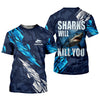 Joycorners Sharks Will Kill You Performance Fishing Shirts, SPF Shirt For Men, Presents For Fishermen