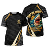 Joycorners Shark Week Hexagon Pattern Black Fishing Shirt, SPF Shirt For Men, Men's Fishing Shirt